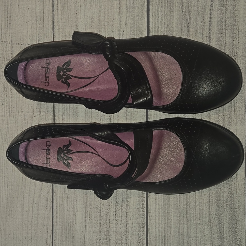 Dansko Women's Deidra Mary Jane Leather Flats Black Size EU 38